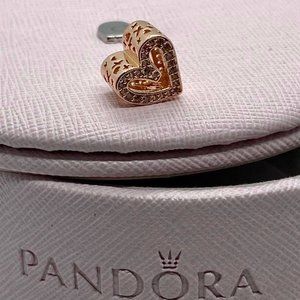 PANDORA Sparkling Freehand Heart Charm, Pandora Rose